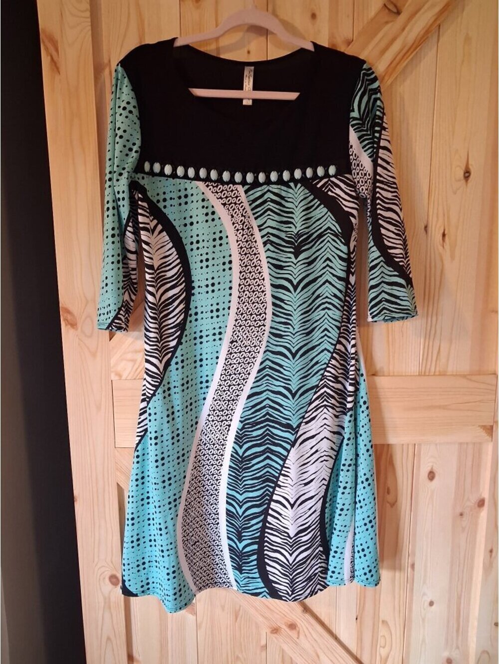 PerSeption Concept Women's Large Patterned Dress with Beaded Detail